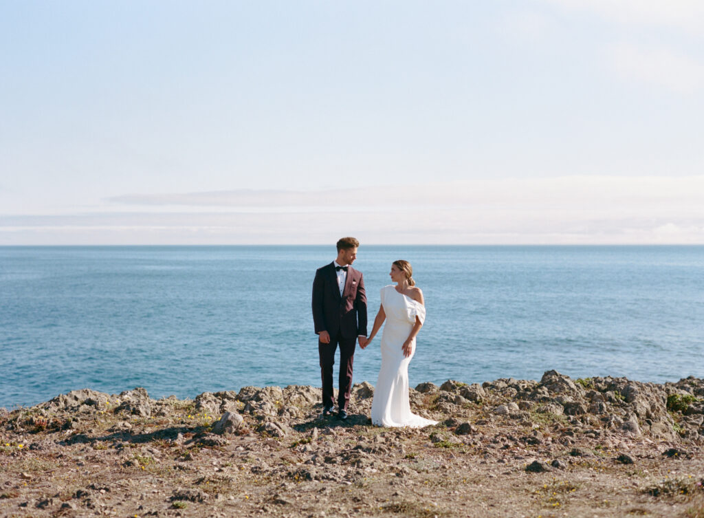 Wedding portrait next to the ceremony site 