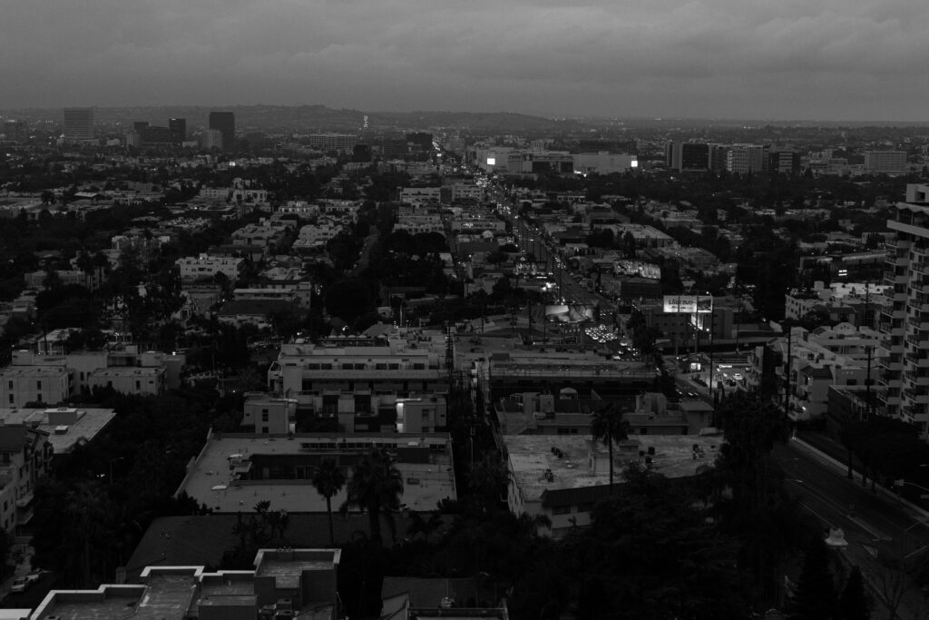 A photograph of West Los Angeles at night